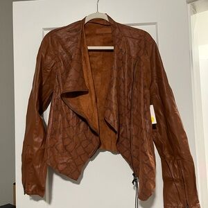 Anthropologie brown snakeskin leather jacket